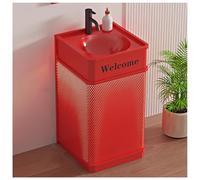 Sxlawesom Mueble de baño Independiente con Lavabo de Acero Inoxidable, Estilo Industrial, Ideal para Garaje, Bar o Restaurante.(Rosso)