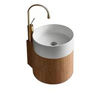 Sxlawesom Mueble de baño suspendido con Lavabo, Armario de baño Moderno con Grifo y desagüe automático,(Natural A)