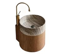 Sxlawesom Mueble de baño suspendido con Lavabo, Armario de baño Moderno con Grifo y desagüe automático,(Natural B)