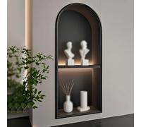 Sxlawesom Nicho de Ducha LED, Nicho de Pared de Acero Inoxidable con luz, Repisa de Ducha empotrada para Pared de TV, Cocina y baño(Black,62x28x15cm)