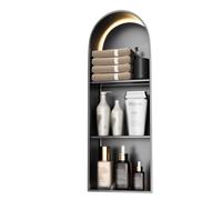 Sxlawesom Nicho de Ducha LED, Nicho de Pared de Acero Inoxidable con luz, Repisa de Ducha empotrada para Pared de TV, Cocina y baño(Black,90x30x15cm)