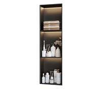 Sxlawesom Nicho de Pared para Ducha con luz LED, Organizador Empotrado de Acero Inoxidable para baño y Cocina.(Black,90x28x12.5cm)