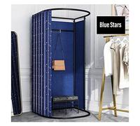 Sxlawesom Probador de Ropa, Probador móvil, Vestuario DIY con riel de Aterrizaje metálico(Blue Stars,100x95x200cm)