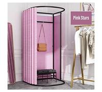 Sxlawesom Probador de Ropa, Probador móvil, Vestuario DIY con riel de Aterrizaje metálico(Pink Stars,100x95x200cm)