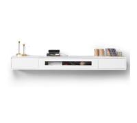 Sxlawesom Soporte de TV Flotante Mueble para TV de Pared Estantes flotantes con 2 cajones y un Compartimento de Almacenamiento Consola Multimedia(Blanco,200x24x20cm)