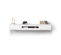 Sxlawesom Soporte de TV Flotante Mueble para TV de Pared Estantes flotantes con 2 cajones y un Compartimento de Almacenamiento Consola Multimedia(Blanco,140x24x20cm)