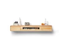 Sxlawesom Soporte de TV Flotante Mueble para TV de Pared Estantes flotantes con 2 cajones y un Compartimento de Almacenamiento Consola Multimedia(Natural,160x24x20cm)