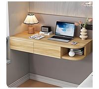 Sxlawesom Tocador Flotante con cajón, Mesa de Escritorio de Pared, Tocador de Esquina Blanco para peluquería en el Dormitorio(Natural Left,100x40x15.5cm)