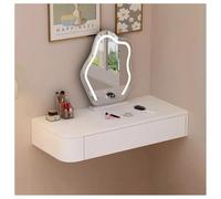 Sxlawesom Tocador Flotante para Pared, Escritorio de Pared con cajonera de Almacenamiento, Tocador de Madera para dormitorios(White Right,60x40x18cm)