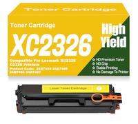 SXLXYOF 24B7498 24B7495 24B7496 24B7497 Cartuchos de tóner C2326 XC2326 Color Tóner Compatible para Lexmark XC2326 C2326 Impresoras sin Chip de Alto Rendimiento,C2326-Yellow