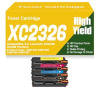 SXLXYOF 24B7498 24B7495 24B7496 24B7497 Cartuchos de tóner C2326 XC2326 Color Tóner Compatible para Lexmark XC2326 C2326 Impresoras sin Chip de Alto Rendimiento,C2326-4Pack