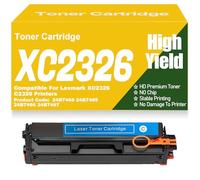 SXLXYOF 24B7498 24B7495 24B7496 24B7497 Cartuchos de tóner C2326 XC2326 Color Tóner Compatible para Lexmark XC2326 C2326 Impresoras sin Chip de Alto Rendimiento,C2326-Cyan