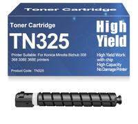 SXLXYOF 308E 368E Cartuchos de tóner Tóner Negro TN325 Compatible Alto Rendimiento para Konica Minolta Bizhub 308 368 308E 368E Impresoras con Chip,TN325-1PC