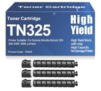 SXLXYOF 308E 368E Cartuchos de tóner Tóner Negro TN325 Compatible Alto Rendimiento para Konica Minolta Bizhub 308 368 308E 368E Impresoras con Chip,TN325-3PC