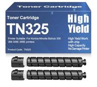SXLXYOF 308E 368E Cartuchos de tóner Tóner Negro TN325 Compatible Alto Rendimiento para Konica Minolta Bizhub 308 368 308E 368E Impresoras con Chip,TN325-2PC