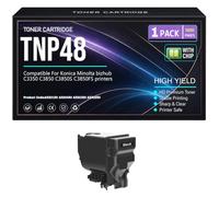 SXLXYOF C3850S C3850FS Cartuchos de tóner TNP48 A5X0150 A5X0450 A5X0350 A5X0250 Tóner para Konica Minolta bizhub C3350 C3850 C3850S C3850FS Impresoras con Chip Alto Rendimiento