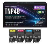 SXLXYOF C3850S C3850FS Cartuchos de tóner TNP48 A5X0150 A5X0450 A5X0350 A5X0250 Tóner para Konica Minolta bizhub C3350 C3850 C3850S C3850FS Impresoras con Chip Alto Rendimiento