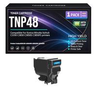 SXLXYOF C3850S C3850FS Cartuchos de tóner TNP48 A5X0150 A5X0450 A5X0350 A5X0250 Tóner para Konica Minolta bizhub C3350 C3850 C3850S C3850FS Impresoras con Chip Alto Rendimiento