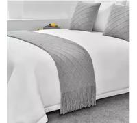 SXLXYOF Caminos de Cama de Punto con Cojines a Juego para Cama tamaño King con borlas Bufandas de Cama Tejidas Estilo Bohemio Manta Que no se decolora Bufanda de Cama Suave Colcha,G-2*Pillowcase