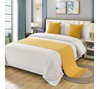 SXLXYOF Caminos de Cama de Punto con Cojines a Juego para Cama tamaño King con borlas Bufandas de Cama Tejidas Estilo Bohemio Manta Que no se decolora Bufanda de Cama Suave Colcha,M-2*Pillowcase