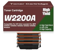 SXLXYOF Cartuchos de tóner 220A compatibles con W2200A W2201A W2202A y W2203A de Alta Capacidad para HP MFP 4302dw 4302fdw 4202dw 4202dn y 4302fdn con Chip,220A-4Pack