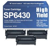 SXLXYOF Cartuchos de tóner compatibles 407507 SP 6410 6420 6430 para Ricoh Aficio SP6410 6420 6430DN 6440 6450 Impresoras con Chip Trabajo de Alto Rendimiento,SP6410-3PC