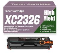 SXLXYOF Cartuchos de tóner compatibles C2326 XC2326 24B7498 24B7495 24B7496 24B7497 Cartucho de tóner sin Chip de Alta Capacidad Alto Rendimiento. para Lexmark XC2326 C2326,C2326-Black