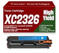 SXLXYOF Cartuchos de tóner compatibles C2326 XC2326 24B7498, 24B7495, 24B7496, 24B7497, Negro, Amarillo, Magenta y Cian, Repuesto para Lexmark XC2326 C2326, sin Chip.,C2326-Cyan