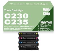 SXLXYOF Cartuchos de tóner compatibles con Chip C235 C230 Repuesto 006R04383 006R04384 006R04385 y 006R04386 tóner de Color de Alta Capacidad para Xerox C235 C230 Impresoras,4Pack-C230