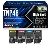 SXLXYOF Cartuchos de tóner compatibles TNP48 Negro Cian Amarillo y Magenta para Konica Minolta bizhub C3350 C3850 C3850S C3850FS Impresoras con Chip Alto Rendimiento