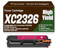 SXLXYOF Cartuchos de tóner compatibles XC2326 C2326 Negro Amarillo Magenta Cian 24B7498 24B7495 24B7496 24B7497 de Alta Capacidad para Lexmark XC2326 C2326 Impresoras sin Chip,C2326-Magenta