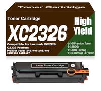 SXLXYOF Cartuchos de tóner compatibles XC2326 C2326 Negro Amarillo Magenta Cian 24B7498 24B7495 24B7496 24B7497 de Alta Capacidad para Lexmark XC2326 C2326 Impresoras sin Chip,C2326-Black