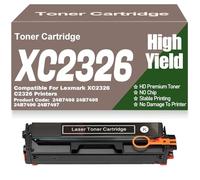 SXLXYOF Cartuchos de tóner de Color C2326 XC2326 Negro Amarillo Magenta Cian Tóner Compatible 24B7498 24B7495 24B7496 24B7497 Tóner sin Chip para Lexmark XC2326 C2326,C2326-Black