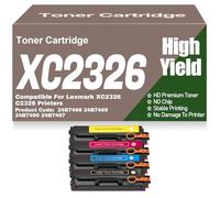 SXLXYOF Cartuchos de tóner de Color C2326 XC2326 Negro Amarillo Magenta Cian Tóner Compatible 24B7498 24B7495 24B7496 24B7497 Tóner sin Chip para Lexmark XC2326 C2326,C2326-4Pack