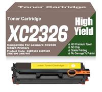 SXLXYOF Cartuchos de tóner de Color C2326 XC2326 Negro Amarillo Magenta Cian Tóner Compatible 24B7498 24B7495 24B7496 24B7497 Tóner sin Chip para Lexmark XC2326 C2326,C2326-Yellow