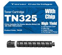 SXLXYOF Cartuchos de tóner Negro 308 y 368 con Chip, compatibles con tóner TN325 Alto Rendimiento para Konica Minolta Bizhub Impresoras 308, 368, 308E y 368E,TN325-1PC