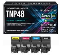 SXLXYOF Cartuchos de tóner TNP48 A5X0150 A5X0450 A5X0350 A5X0250 | Para Konica Minolta bizhub C3350 C3850 C3850S C3850FS Impresoras Con chip Alto rendimiento,4Pack-TNP48