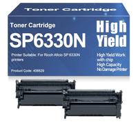 SXLXYOF Compatible con SP 6330N Cartuchos de tóner 406629 SP6330N Tóner Negro Alto Rendimiento para Ricoh Aficio SP6330N Impresoras con Chip 20 000 páginas,406629-2PC