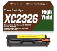SXLXYOF para Lexmark Cartuchos de tóner 24B7498 24B7495 24B7496 y 24B7497 sin Chip C2326 XC2326 Negro Amarillo Magenta Cian de Alta Capacidad compatibles para Lexmark XC2326 C2326,C2326-Yellow