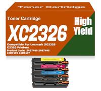 SXLXYOF para Lexmark Cartuchos de tóner C2326 XC2326 24B7498 24B7495 24B7496 y 24B7497 tóner de Color sin Chip Compatible con Alta Capacidad para Lexmark XC2326 C2326 Impresoras,C2326-4Pack