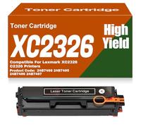 SXLXYOF para Lexmark Cartuchos de tóner C2326 XC2326 24B7498 24B7495 24B7496 y 24B7497 tóner de Color sin Chip Compatible con Alta Capacidad para Lexmark XC2326 C2326 Impresoras,C2326-Black