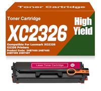 SXLXYOF para Lexmark Cartuchos de tóner C2326 XC2326 24B7498 24B7495 24B7496 y 24B7497 tóner de Color sin Chip Compatible con Alta Capacidad para Lexmark XC2326 C2326 Impresoras,C2326-Magenta