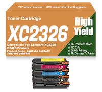 SXLXYOF para Lexmark Cartuchos de tóner C2326 XC2326 sin Chip compatibles con 24B7498 24B7495 24B7496 y 24B7497 de Alto Rendimiento. para Lexmark XC2326 C2326 Impresoras,C2326-4Pack