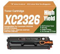 SXLXYOF para Lexmark Cartuchos de tóner C2326 XC2326 sin Chip compatibles con 24B7498 24B7495 24B7496 y 24B7497 de Alto Rendimiento. para Lexmark XC2326 C2326 Impresoras,C2326-Black