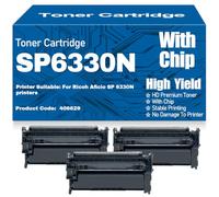 SXLXYOF para Ricoh Aficio SP6330N SP 6330N Cartuchos de tóner Compatibles Tóner Negro 406629 Alto Rendimiento con Chip: 20.000 páginas,406629-3PC
