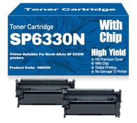 SXLXYOF para Ricoh Aficio SP6330N SP 6330N Cartuchos de tóner Compatibles Tóner Negro 406629 Alto Rendimiento con Chip: 20.000 páginas,406629-2PC