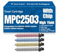 SXLXYOF para Ricoh Cartuchos de tóner MPC2503 Cartucho de tóner MP C2503 de Alta Capacidad Negro Amarillo Magenta Cian Cartucho de tóner Reemplazo para Ricoh C2003 C2004 C2503 C2504,4Pack-MPC2503