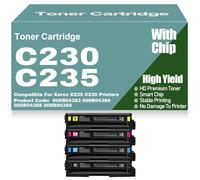 SXLXYOF para Xerox Cartuchos de tóner C230 y C235 con Chip 006R04383, 006R04384, 006R04385 y 006R04386 para Xerox C235 y C230 Impresoras de Alto Rendimiento (1500 páginas),4Pack-C230