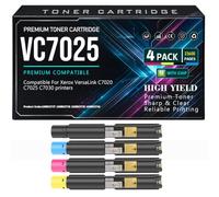 SXLXYOF VC7025 106R03737 106R03738 106R03739 106R03740 Cartuchos de tóner | con chip Para Xerox VersaLink C7020 C7025 C7030 Impresoras Trabajo de alto rendimiento,4Pack-VC7025