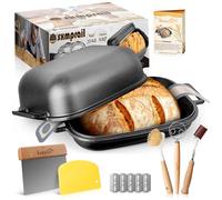 Sxmprail Sartén de hierro fundido con tapa, reemplaza la sartén de pan Challenger, horno de pan de hierro fundido presazonado, horno holandés de hierro fundido, sartén de pan de masa madre